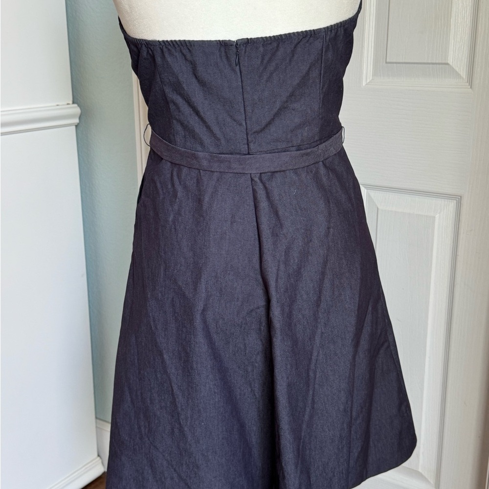Isaac Mizrahi Collared Midi, Halter Dress in Indigo, Stretch, Lightweight Denim - Picture 4 of 9